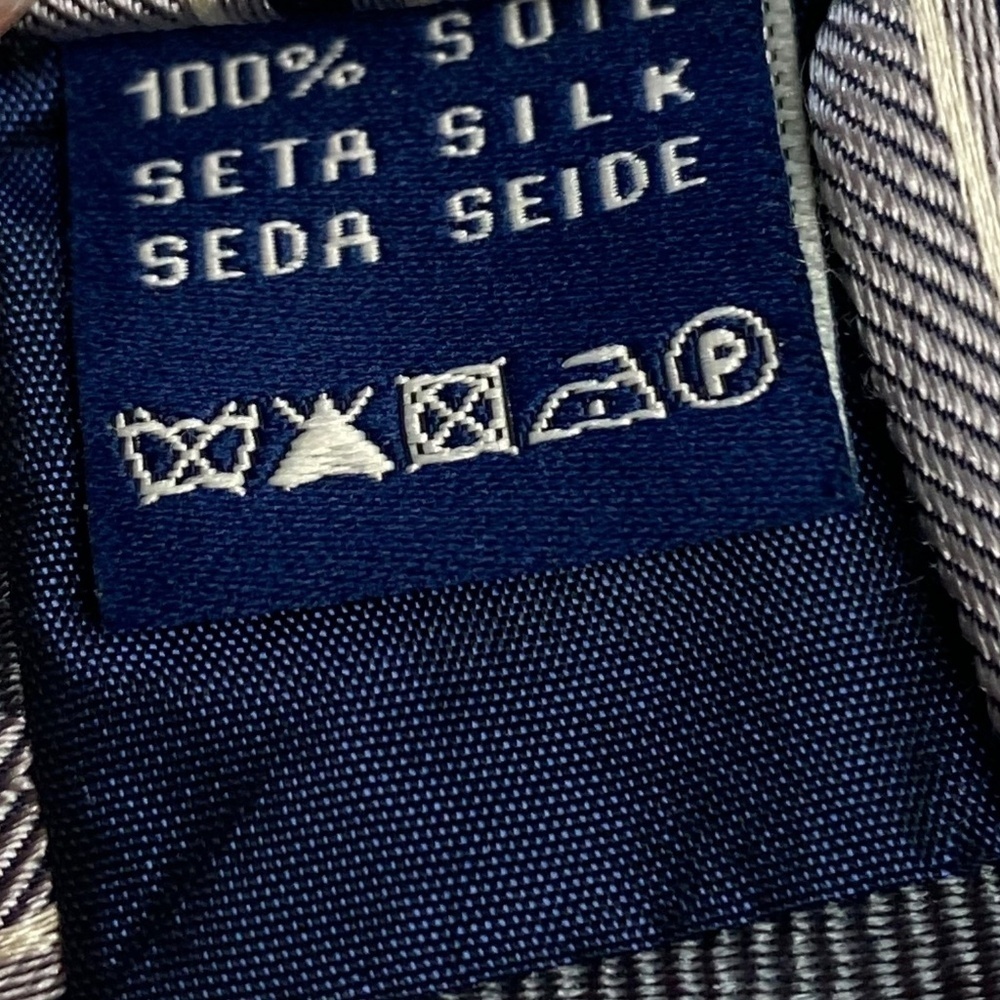 FAÇONNABLE Faconnable Men’s Silk Tie Necktie Diagonal Stripes Gray Blue White - Picture 4 of 6